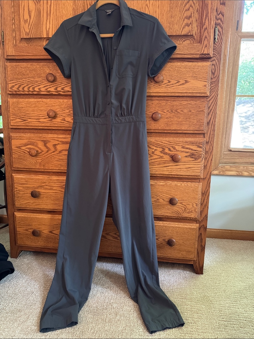 Eddie Bauer Charcoal Short-Sleeve Utility Jumpsuit